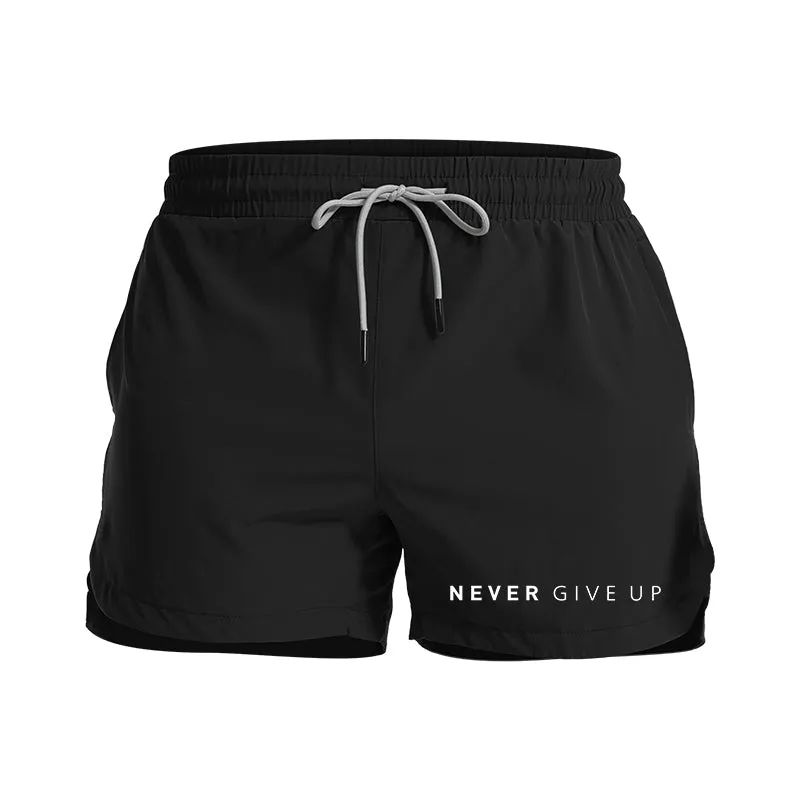 Never Give Up Graphic Shorts