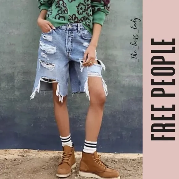 NEW FREE PEOPLE shorts bermuda ripped size 24 high rise