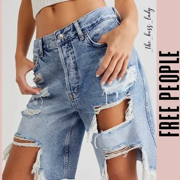 NEW FREE PEOPLE shorts bermuda ripped size 24 high rise