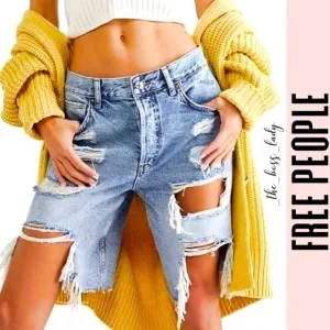 NEW FREE PEOPLE shorts bermuda ripped size 24 high rise