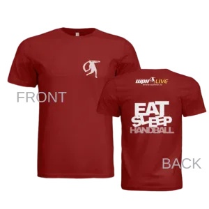 **NEW ITEM**  "Eat-Sleep-Handball" Cardinal Bella Canvas Soft Cotton ~ Pro Player Tee (comes w/membership)