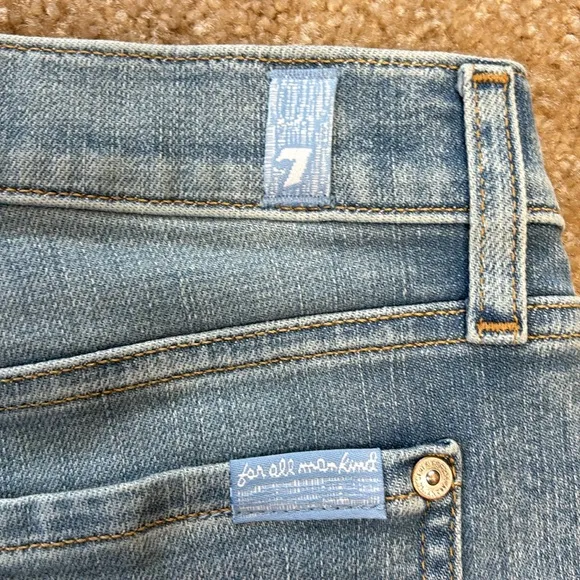 NWT 7 For All Mankind Mid Rise Roll Cuff Melrose Denim Shorts Size 26