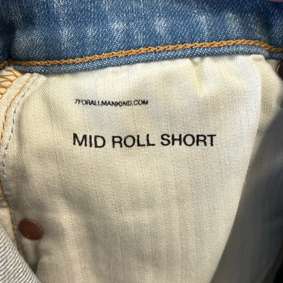 NWT 7 For All Mankind Mid Rise Roll Cuff Melrose Denim Shorts Size 26