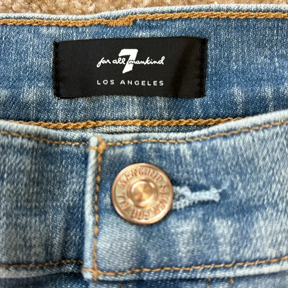 NWT 7 For All Mankind Mid Rise Roll Cuff Melrose Denim Shorts Size 26