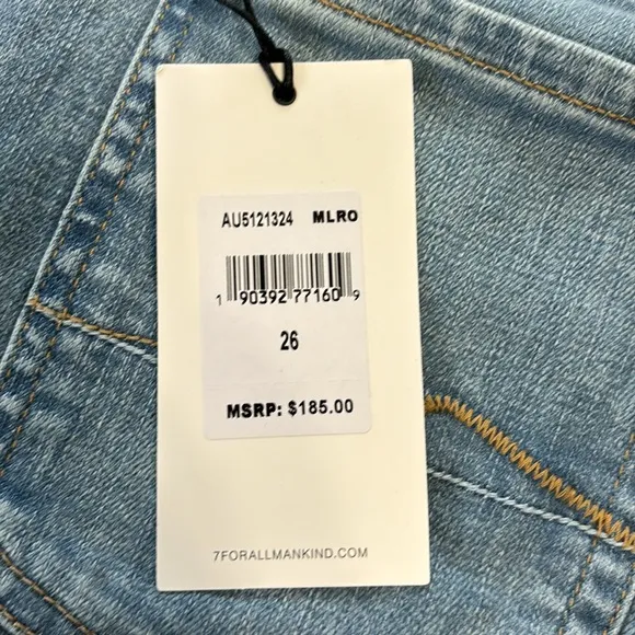 NWT 7 For All Mankind Mid Rise Roll Cuff Melrose Denim Shorts Size 26