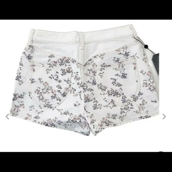 NWT RAG &amp; BONE Ellie Micro Floral Off White Denim Shorts Size 25 $185 Retail
