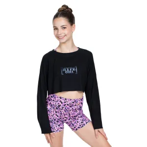 Ocean Crew Crop Sweat in Black with Hype Girl Print