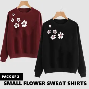 PACK OF 2 SIDE FLOWER PRINTED SWEAT SHIRTS