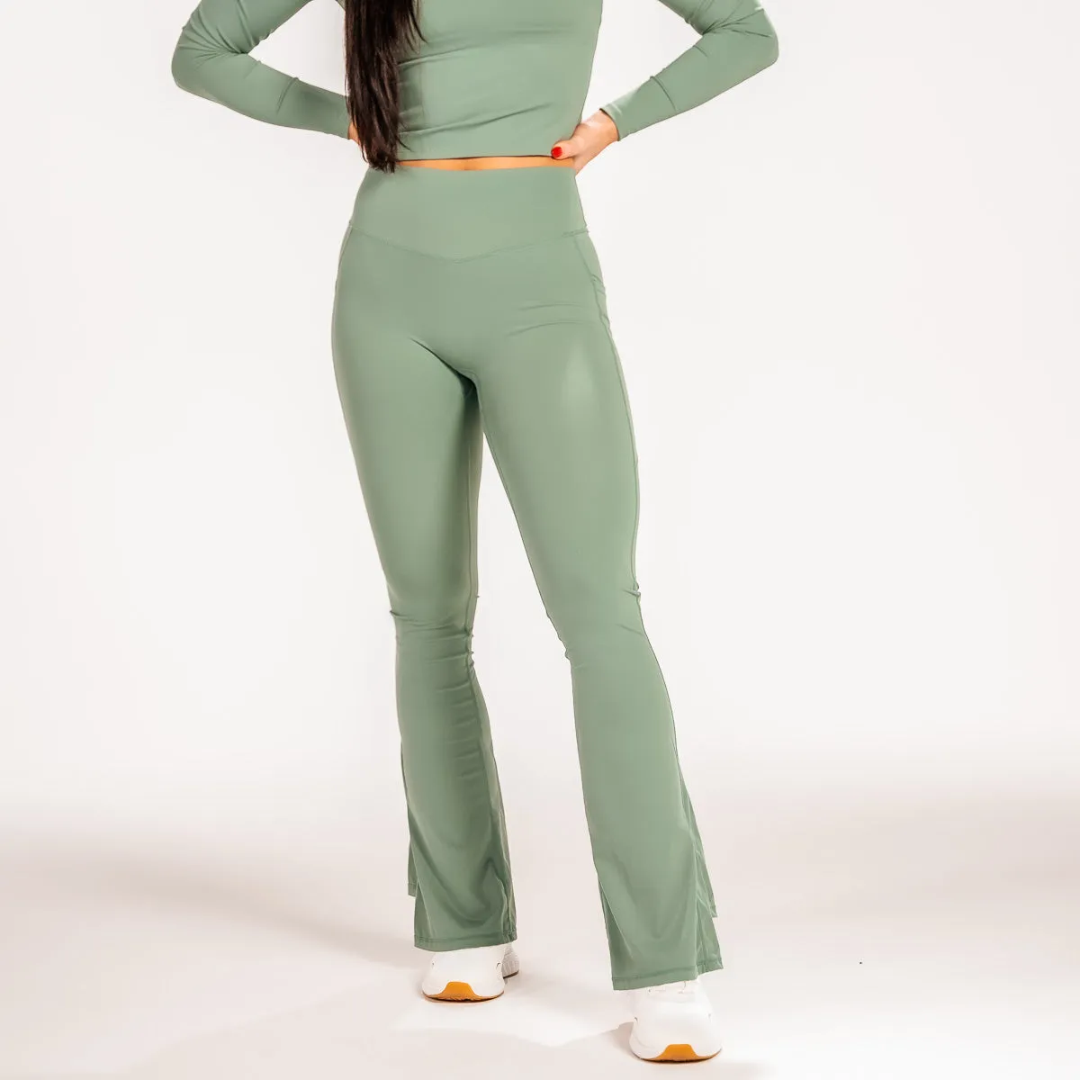 Pale Green Bec Flare Pocket Leggings