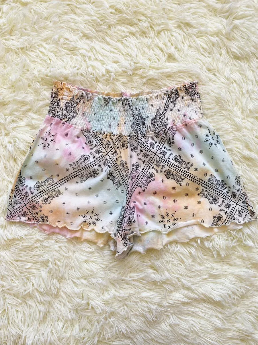 Paper Flower Tie Dye Bandana Printed Short