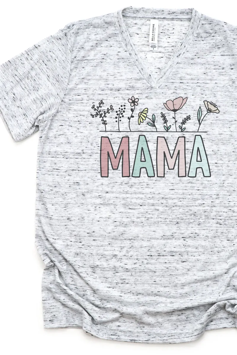 Pastel Bloom Mama Unisex V-Neck Tee