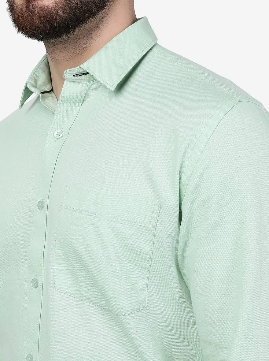 Pastel Green Solid Smart Fit Semi Casual Shirt | Greenfibre