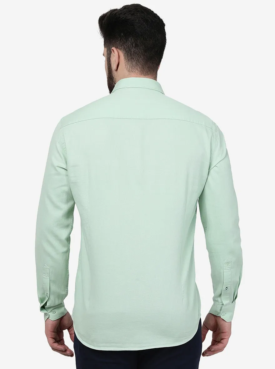 Pastel Green Solid Smart Fit Semi Casual Shirt | Greenfibre