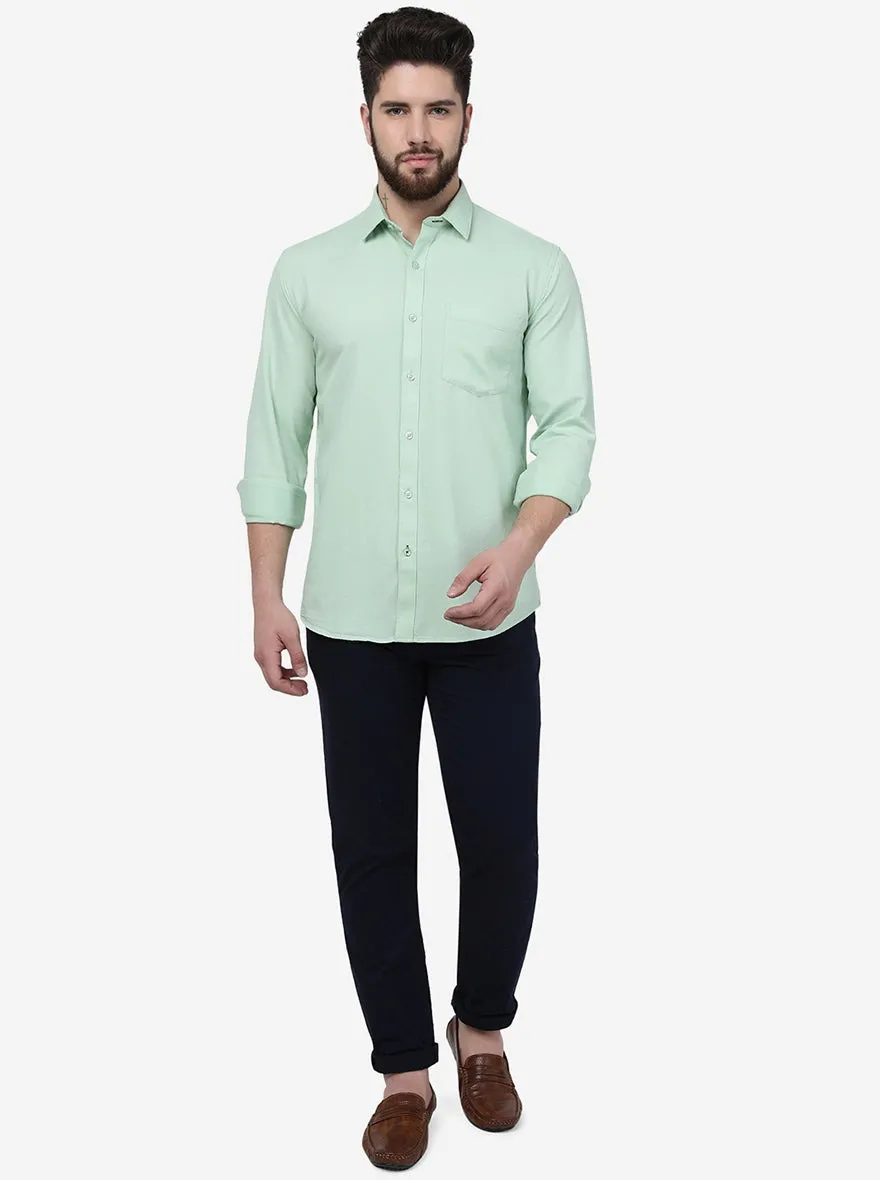 Pastel Green Solid Smart Fit Semi Casual Shirt | Greenfibre