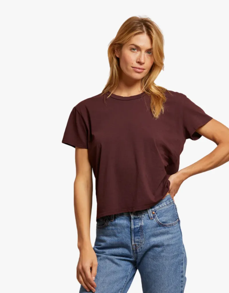 Perfect White Tee Harley Crispy Lightweight Cotton Boxy Tee in Blackberry