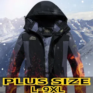 plus szie Jackets Men Windproof Fleece Thick Warm Hooded Zip-up Male Camping Waterproof Plus Big Size Larger Coat6XL7XL 8XL 9XL
