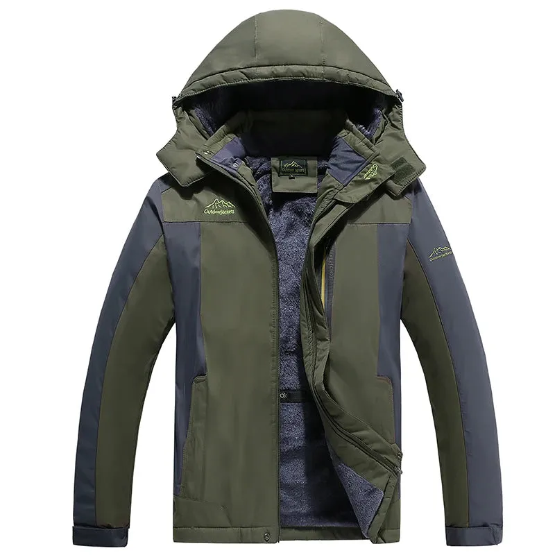 plus szie Jackets Men Windproof Fleece Thick Warm Hooded Zip-up Male Camping Waterproof Plus Big Size Larger Coat6XL7XL 8XL 9XL