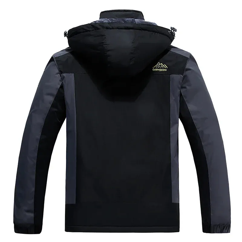 plus szie Jackets Men Windproof Fleece Thick Warm Hooded Zip-up Male Camping Waterproof Plus Big Size Larger Coat6XL7XL 8XL 9XL