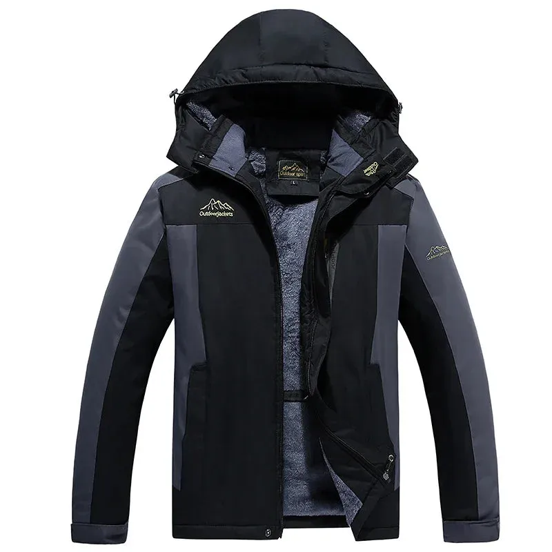 plus szie Jackets Men Windproof Fleece Thick Warm Hooded Zip-up Male Camping Waterproof Plus Big Size Larger Coat6XL7XL 8XL 9XL
