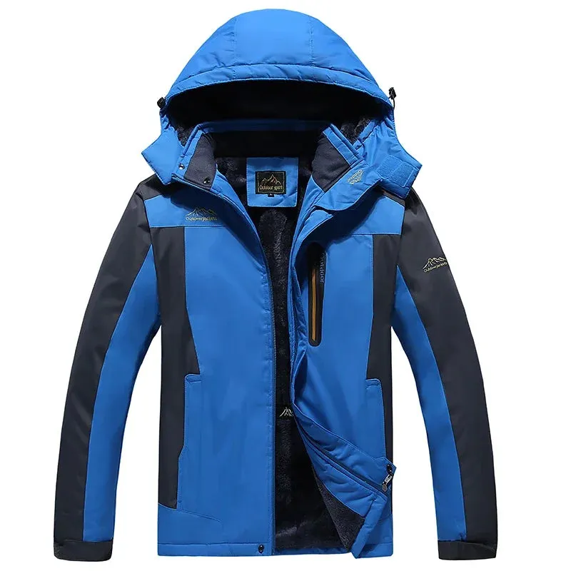 plus szie Jackets Men Windproof Fleece Thick Warm Hooded Zip-up Male Camping Waterproof Plus Big Size Larger Coat6XL7XL 8XL 9XL
