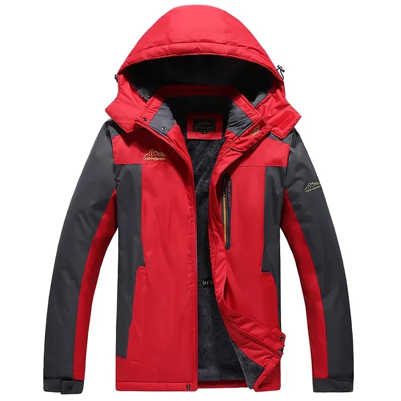 plus szie Jackets Men Windproof Fleece Thick Warm Hooded Zip-up Male Camping Waterproof Plus Big Size Larger Coat6XL7XL 8XL 9XL