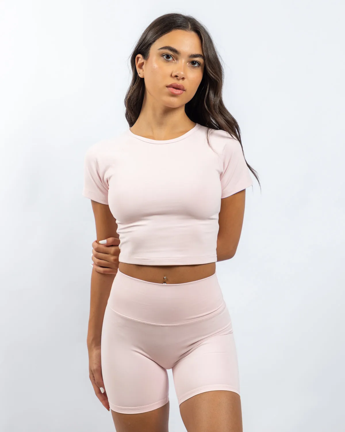Power Crop Tee - Rosy Cloud