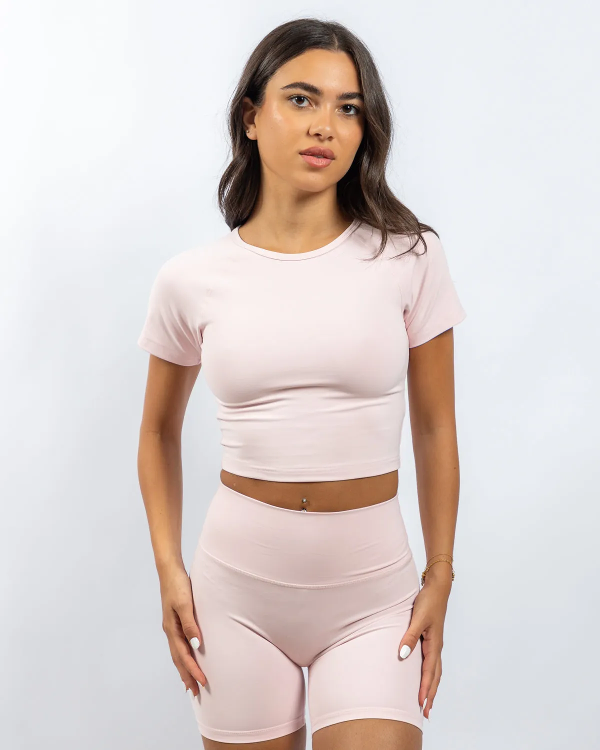 Power Crop Tee - Rosy Cloud