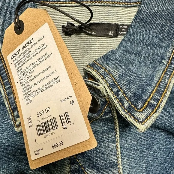 Prana Organic Cotton Abbot Blue Jean Jacket Size Medium NWT