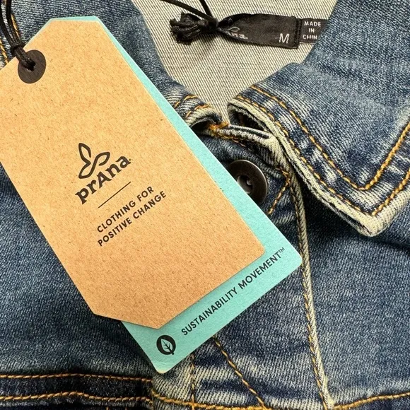 Prana Organic Cotton Abbot Blue Jean Jacket Size Medium NWT