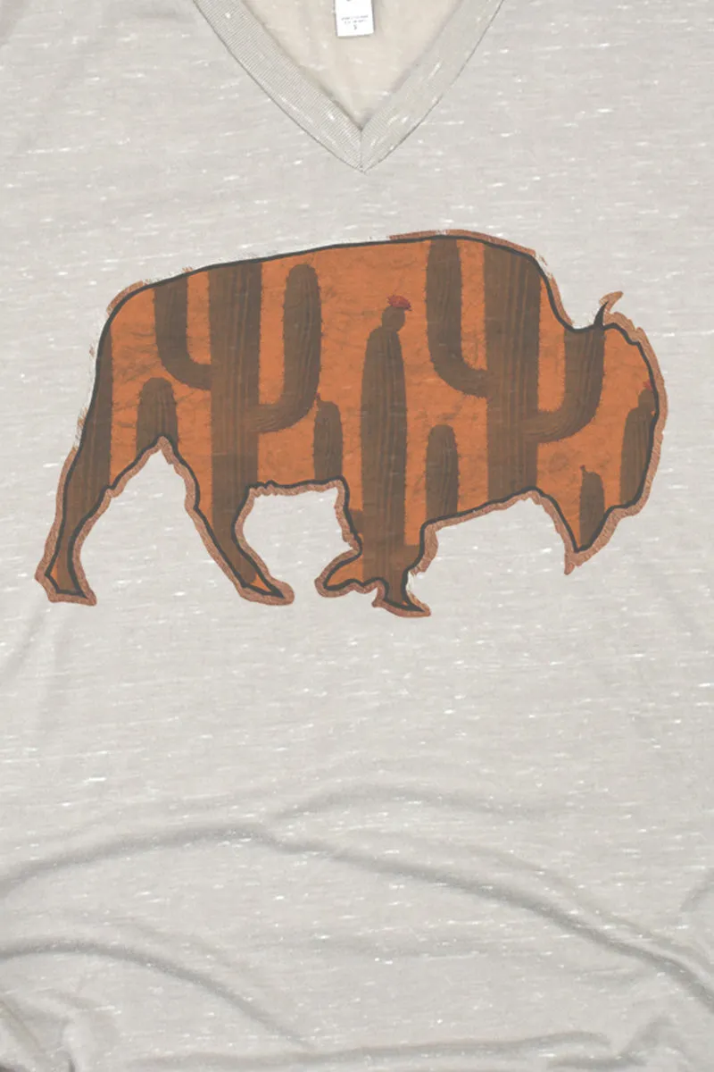 Prickly Cactus Buffalo Unisex V-Neck Tee