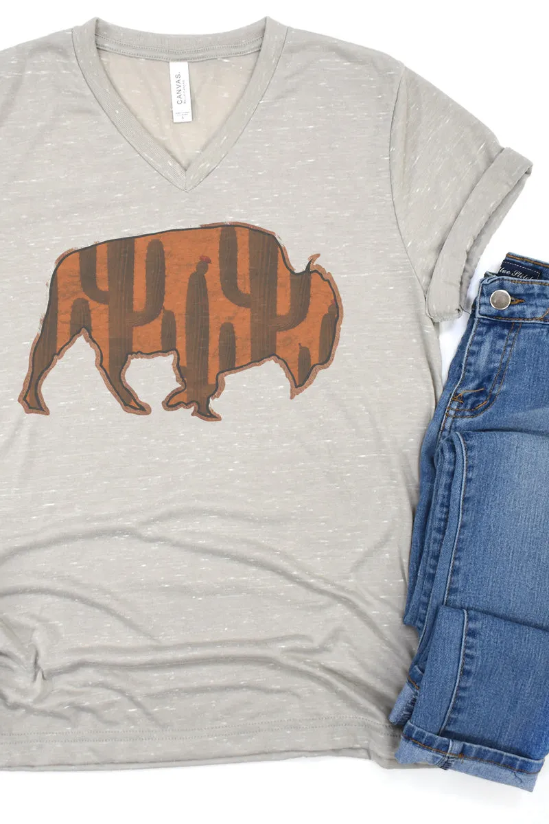 Prickly Cactus Buffalo Unisex V-Neck Tee