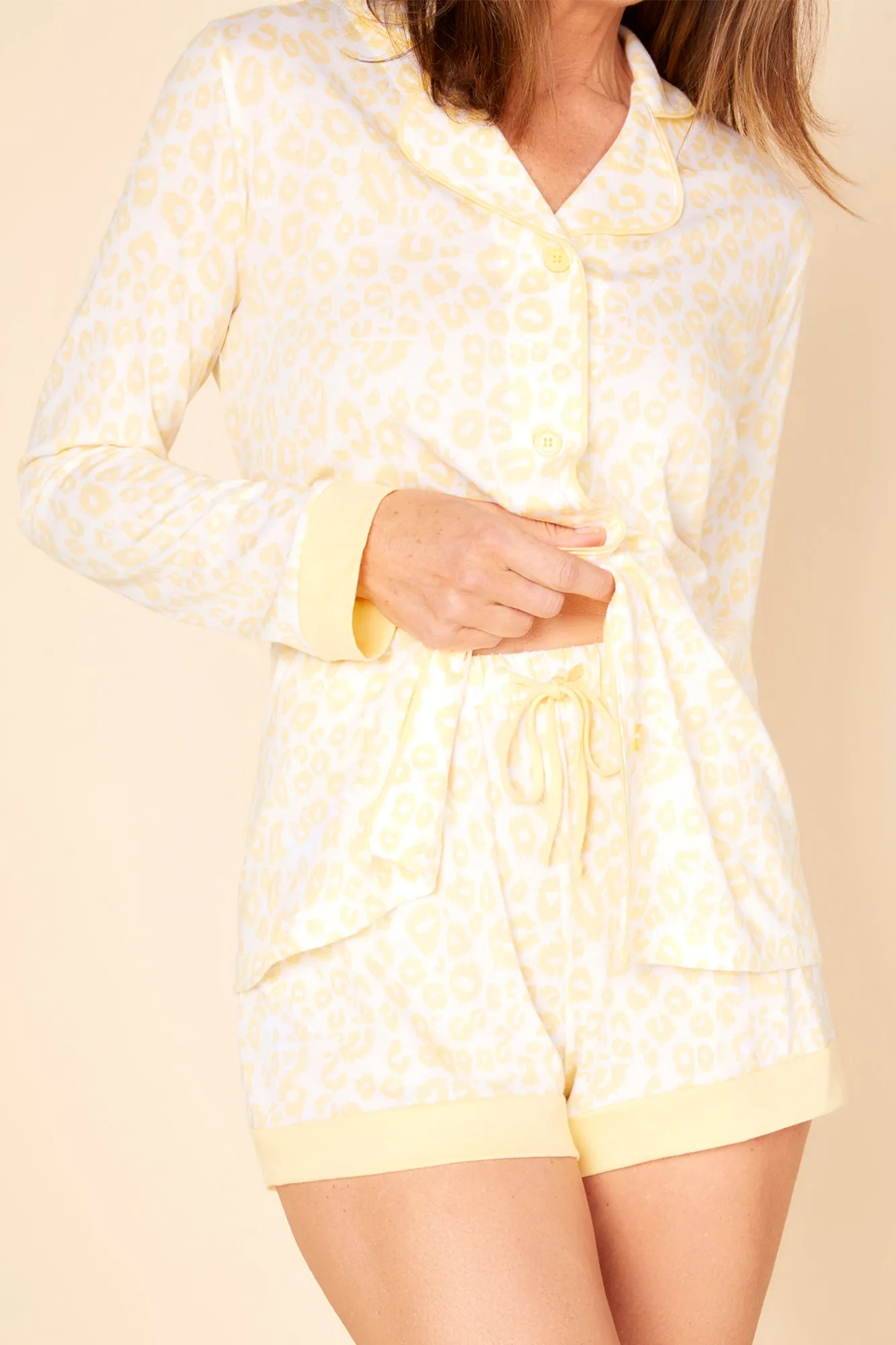 Printed Long Sleeve Top & Boxer Pajama Set