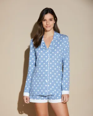 Printed Long Sleeve Top & Boxer Pajama Set