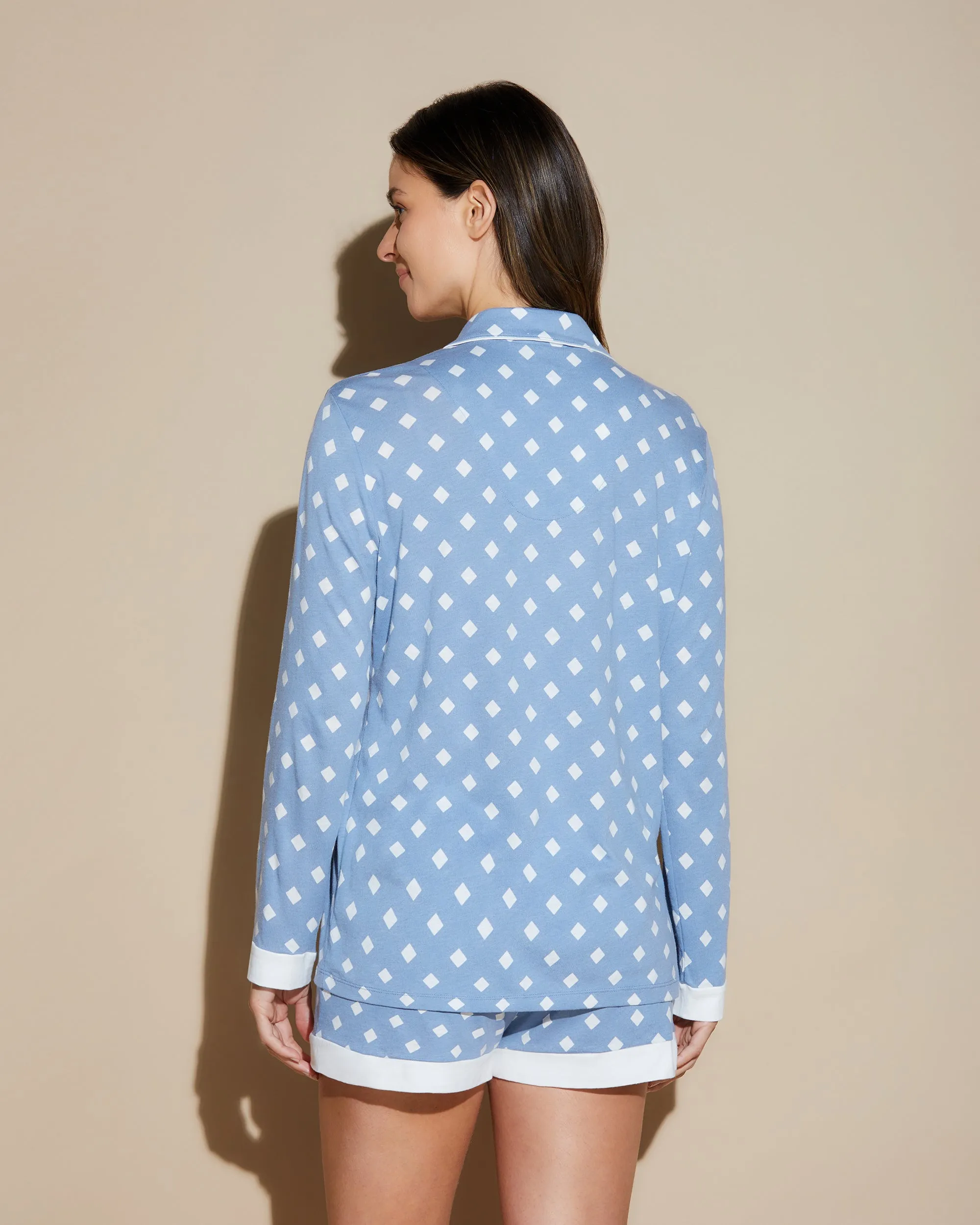 Printed Long Sleeve Top & Boxer Pajama Set