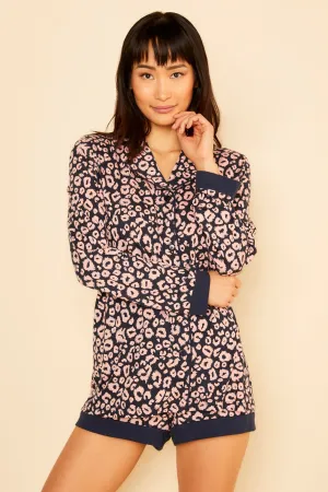 Printed Long Sleeve Top & Boxer Pajama Set