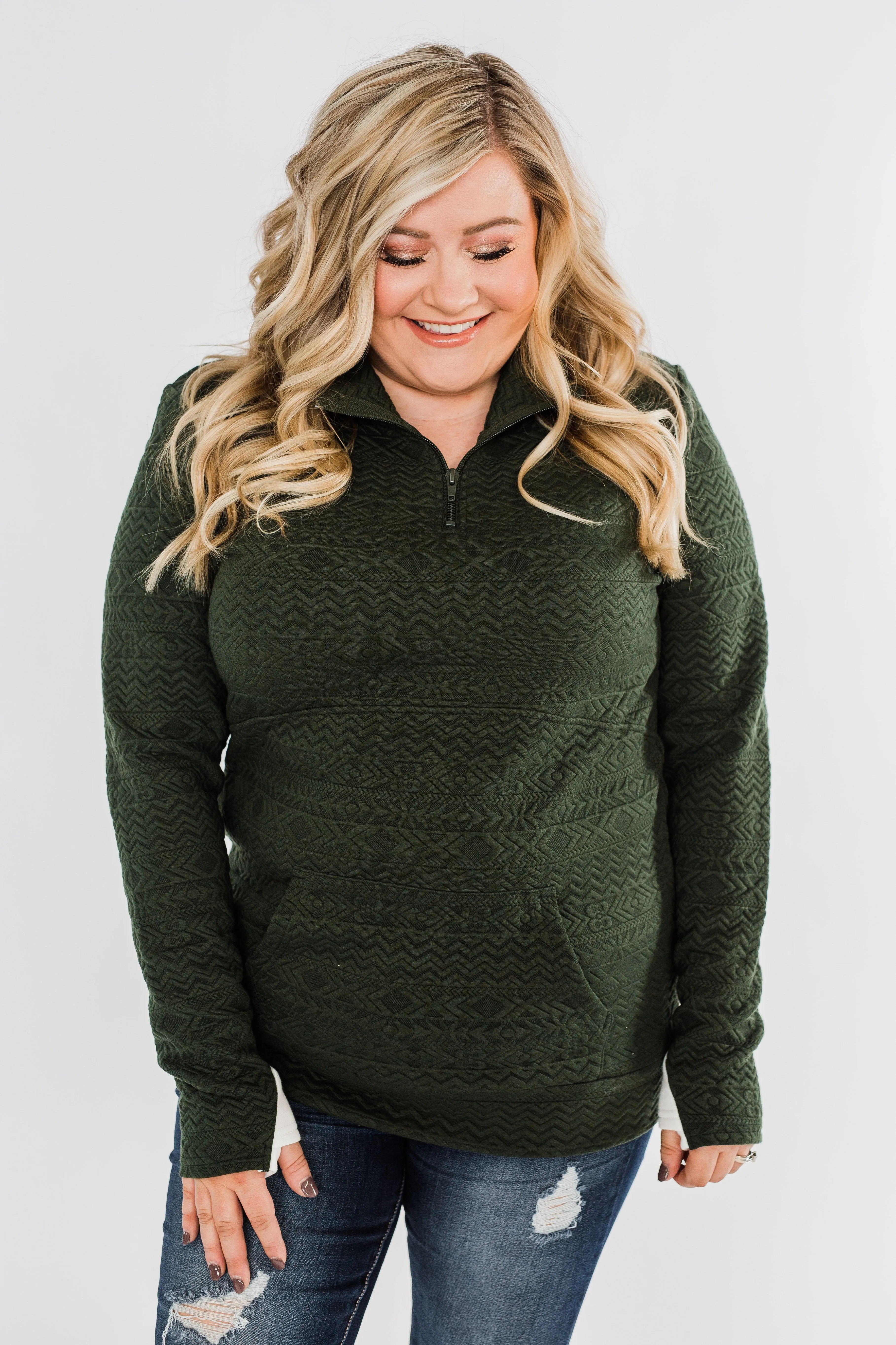 Pulse Exclusive Quarter Zip Pullover- Dark Olive