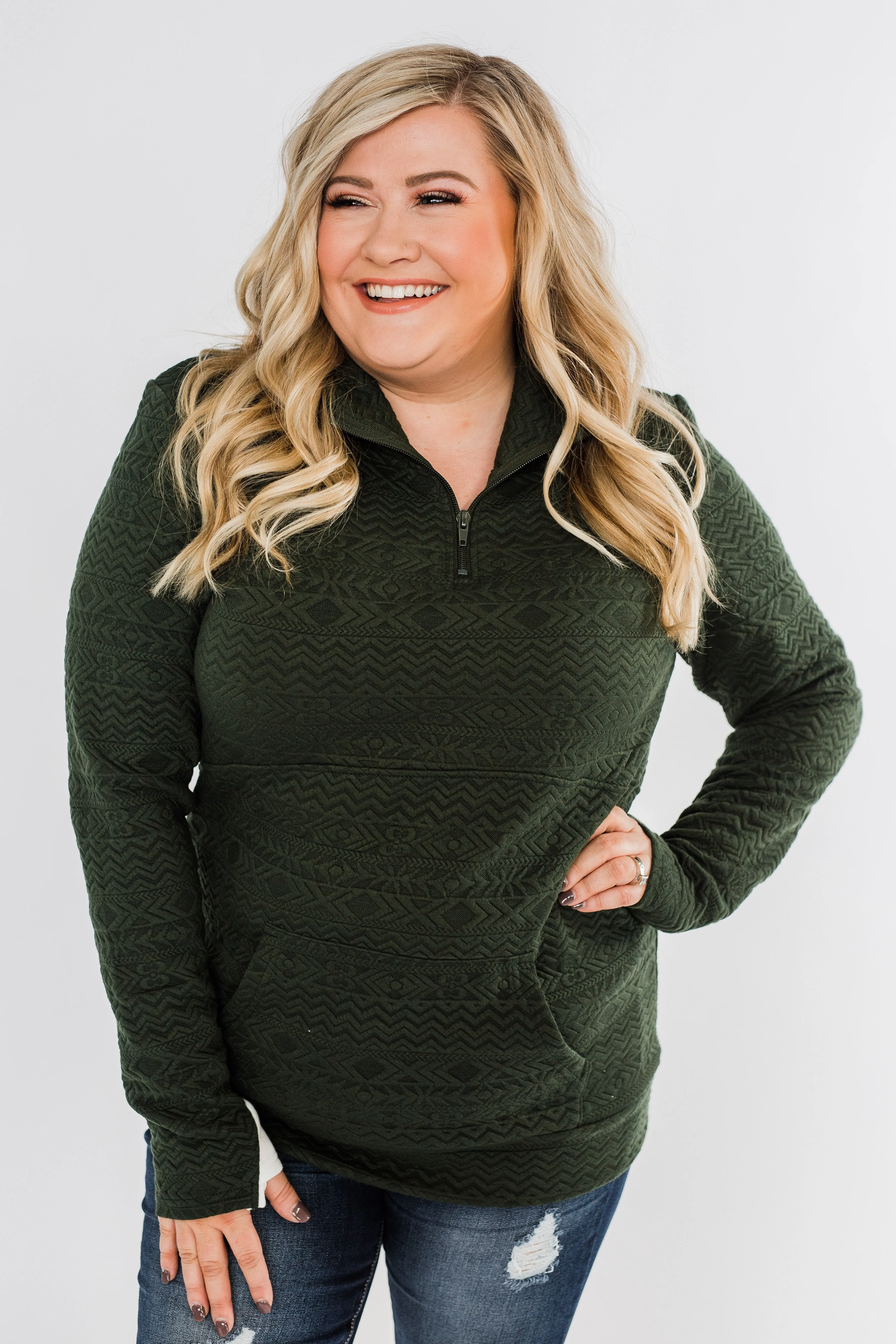 Pulse Exclusive Quarter Zip Pullover- Dark Olive