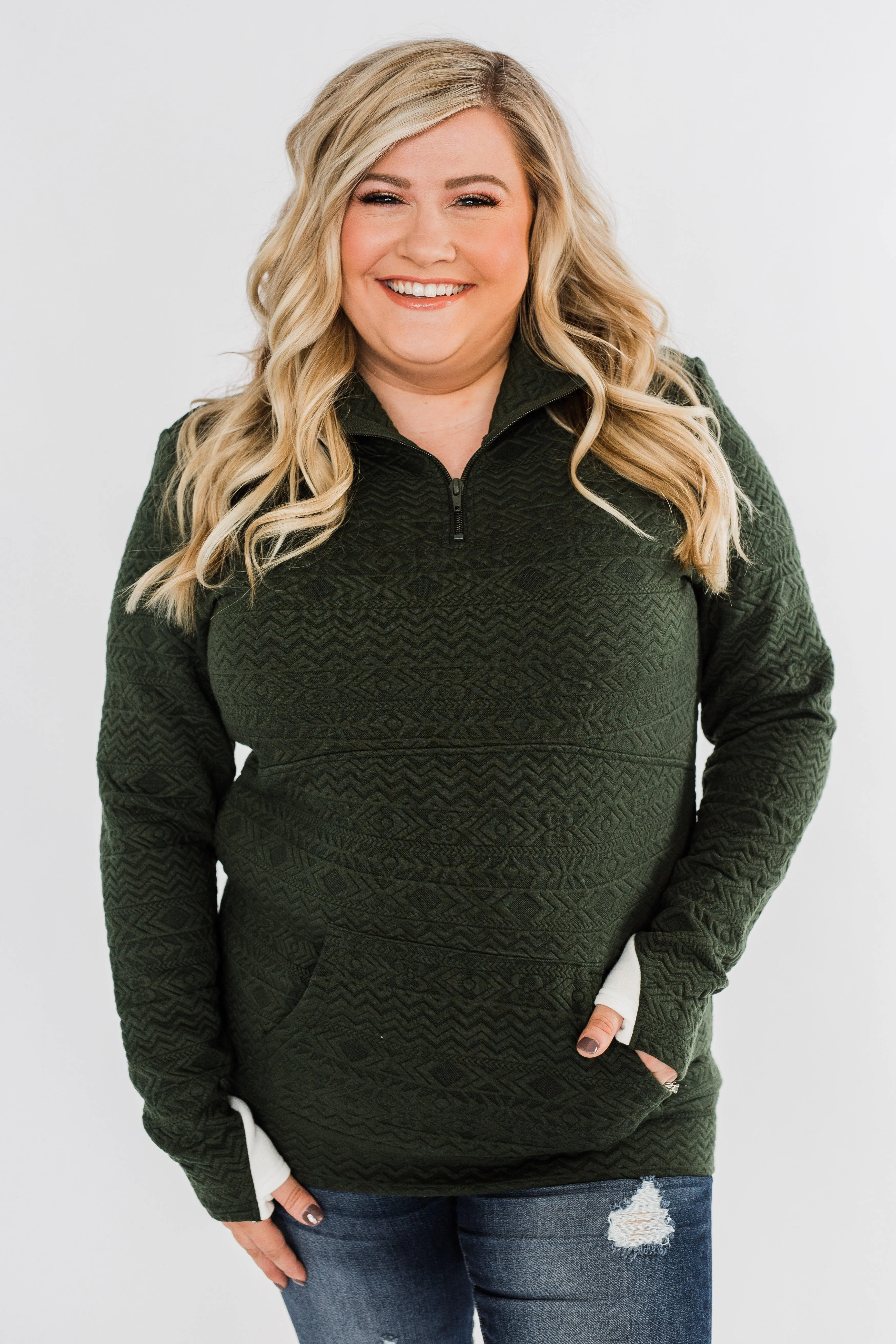 Pulse Exclusive Quarter Zip Pullover- Dark Olive
