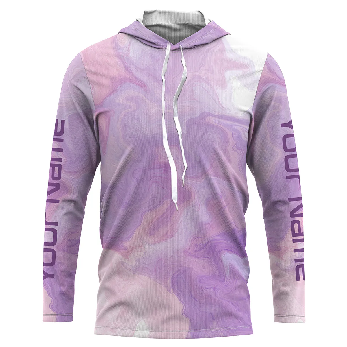 Purple Tie dye camo Womens Long sleeve Fishing Shirts, Personalized Women Fishing apparel IPHW1724