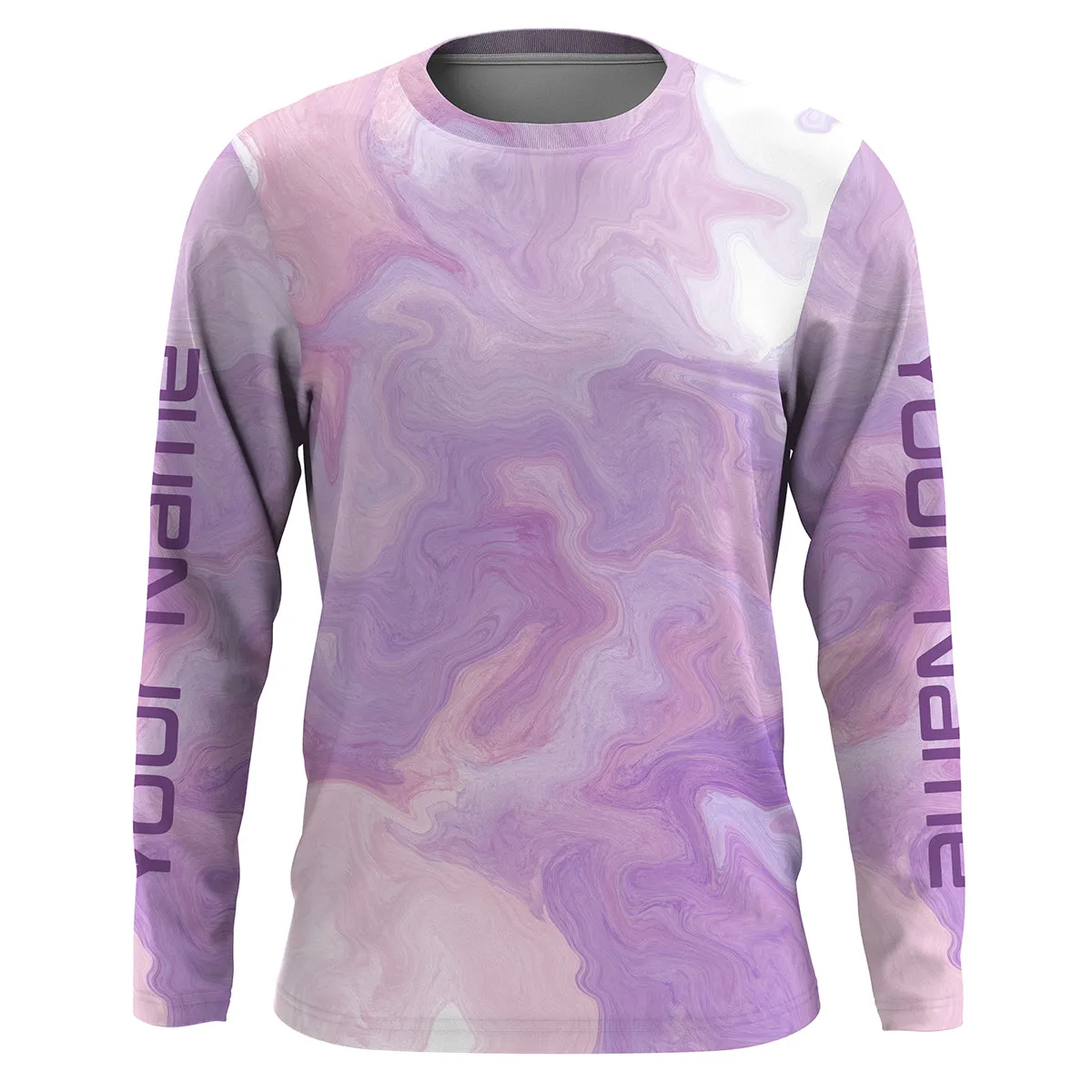 Purple Tie dye camo Womens Long sleeve Fishing Shirts, Personalized Women Fishing apparel IPHW1724