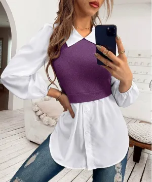 Purple Towfer Detail Shirt