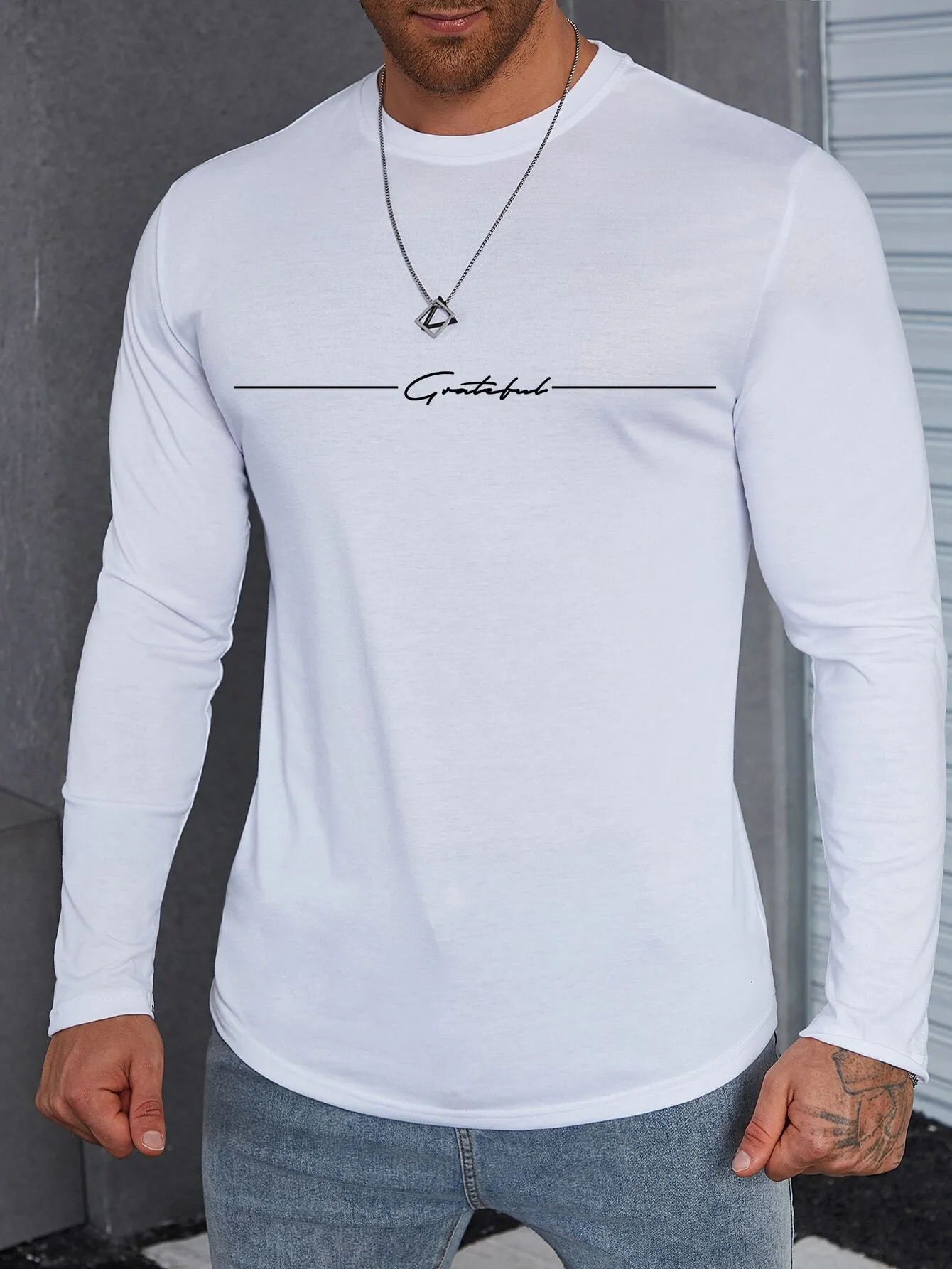 QA Homme Men Letter Graphic Tee