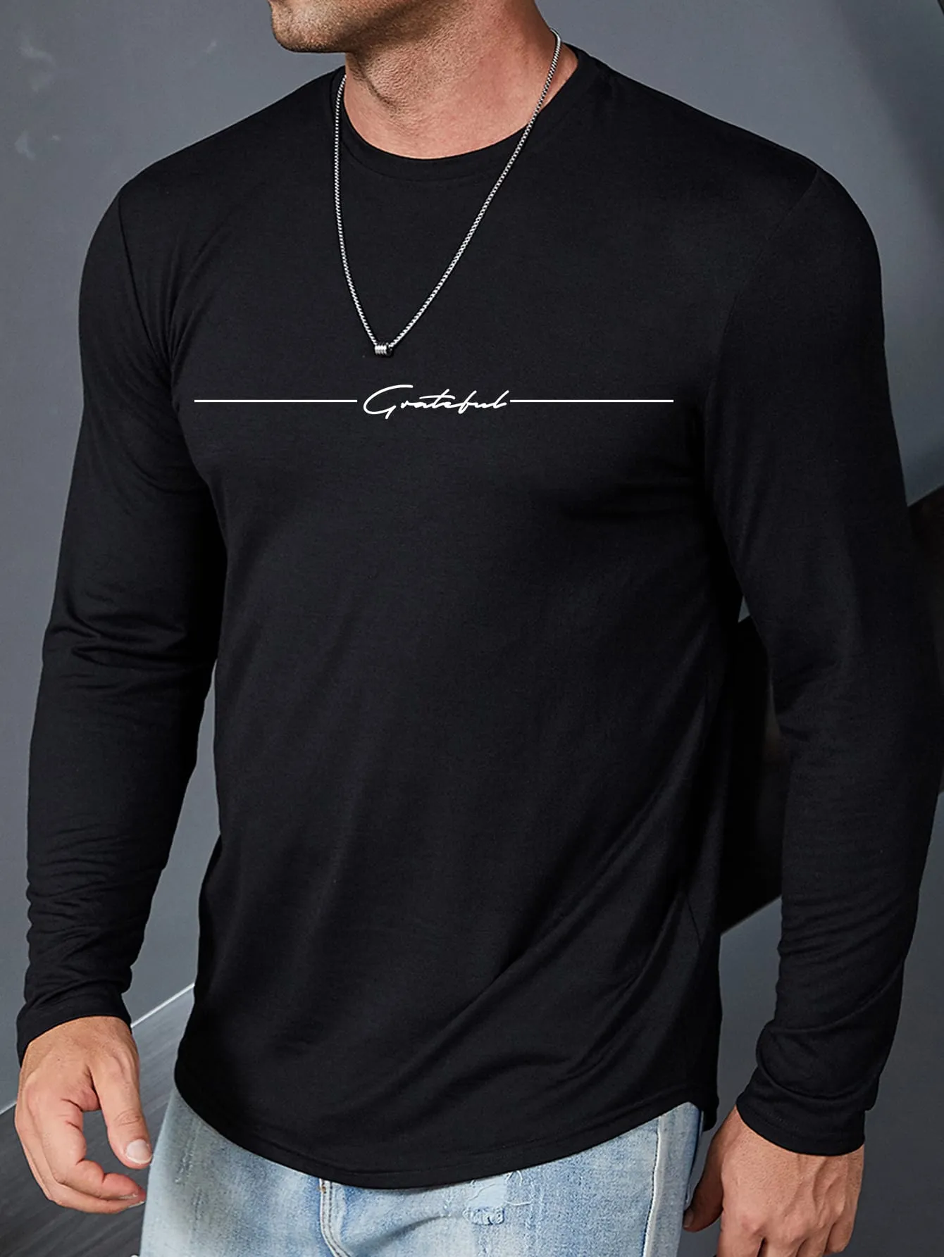 QA Homme Men Letter Graphic Tee
