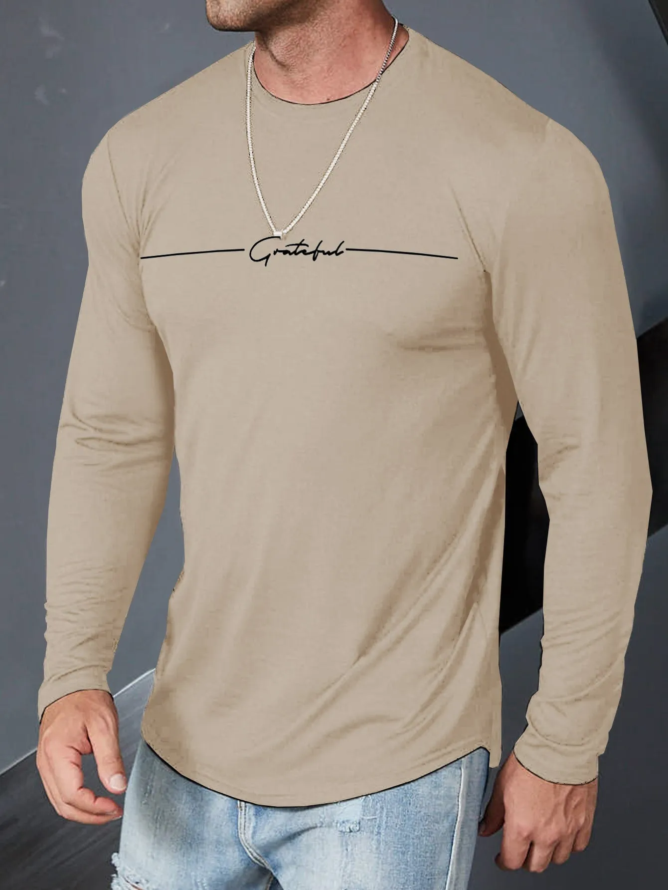 QA Homme Men Letter Graphic Tee