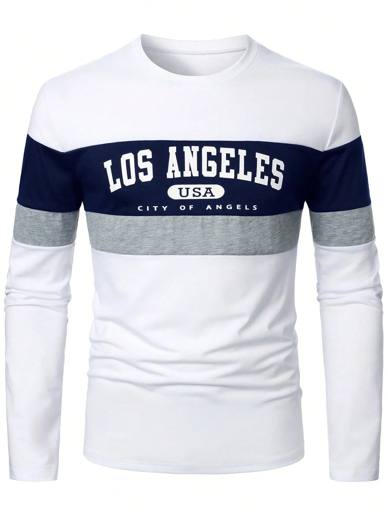 QA Homme Men's Letter Printed Long Sleeve T-Shirt
