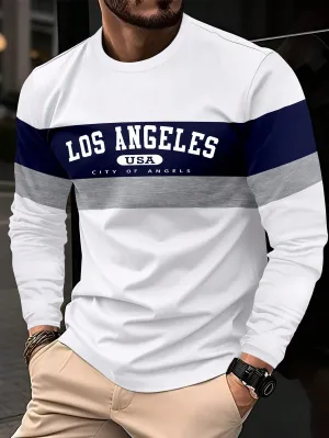 QA Homme Men's Letter Printed Long Sleeve T-Shirt