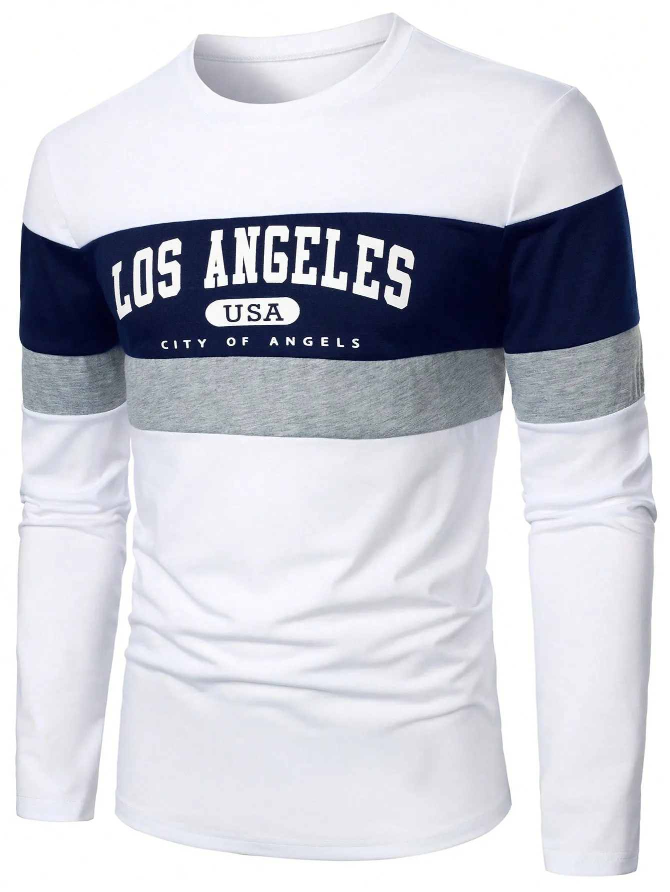 QA Homme Men's Letter Printed Long Sleeve T-Shirt