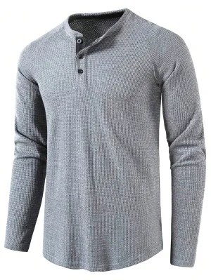 QA Men Button Front Raglan Sleeve Tee