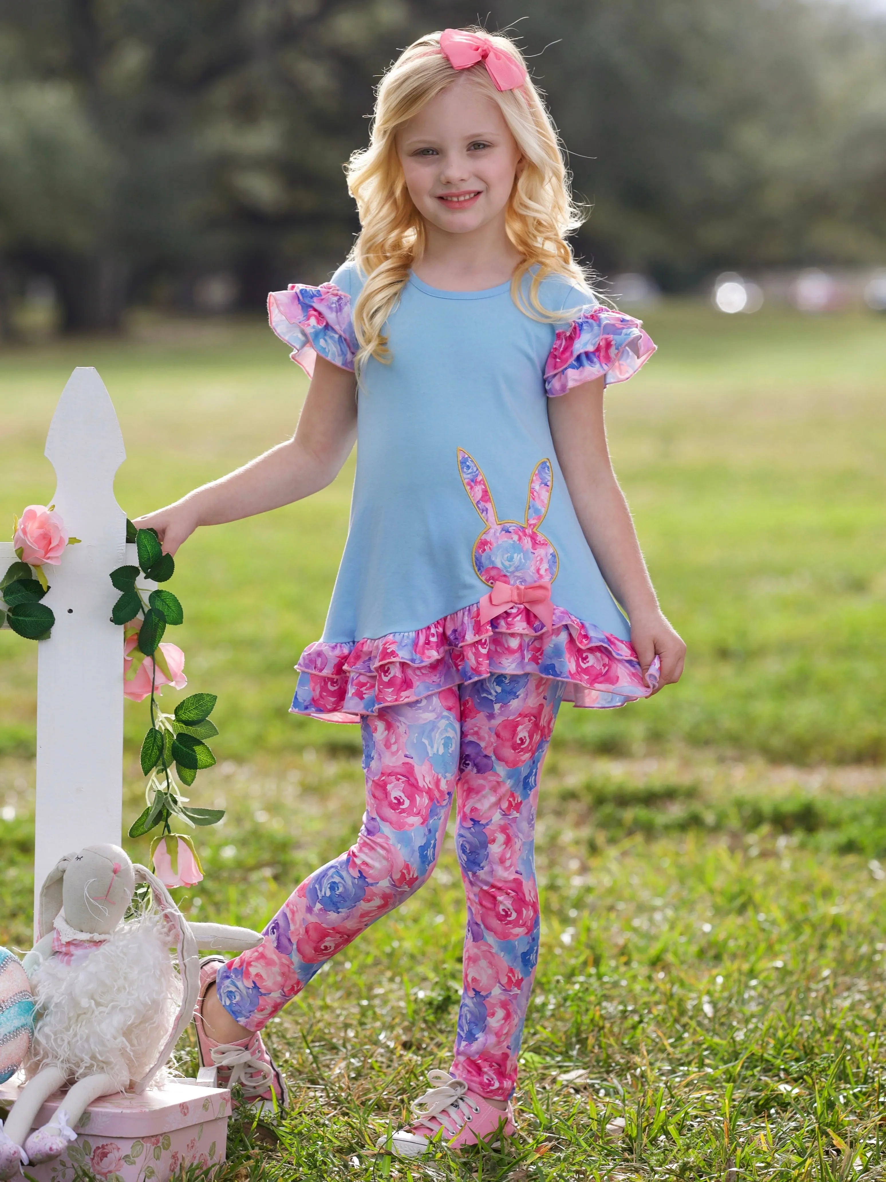 Radiant Roses Floral Bunny Legging Set