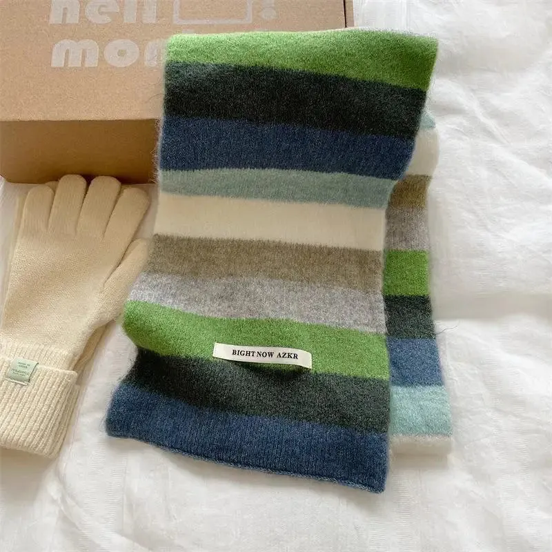 Rainbow Stripes Mohair Scarf